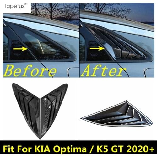 Rear Side Triangle Window Shutters Decor Cover Trim Accessories For KIA Optima / K5 GT 2020 2021 Carbon Fiber Look Exterior Kit