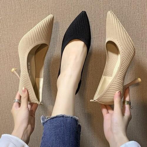 High heels 2019 Korean version of the new fashion wild shallow mouth high heels pointed slim sexy womens shoes