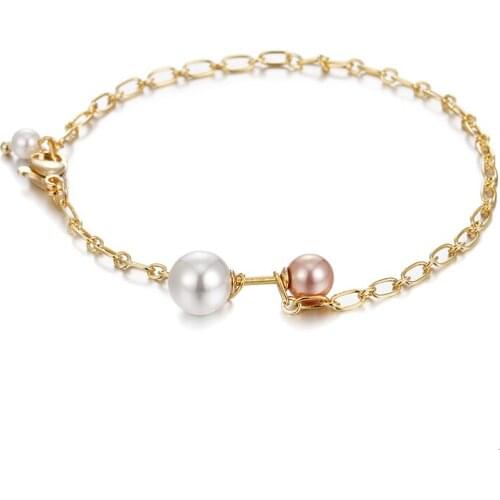 Bracelets for women Couple 14K Gold Plated Pearl Friendship Bracelets matching Luxury stainless steel bracelet For Charms