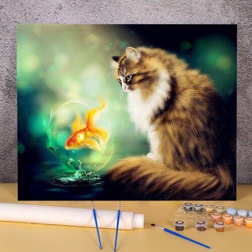 Animal Cat DIY Painting By Numbers Set Oil Paints 40*50 Picture By Numbers Photo Wall Paintings Adults Drawing