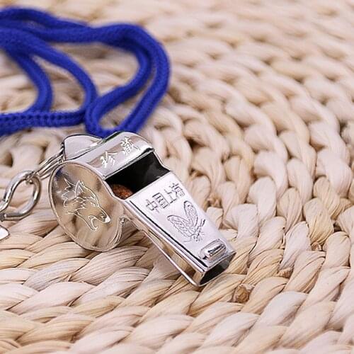 1PCS New Hot Metal Emergency Survival Whistle Referee Sport Rugby Football Volleyball Whistle With Lanyard Laser Engraving Sales