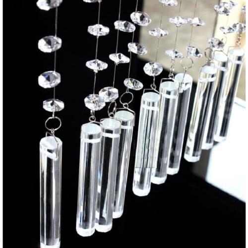 10pcs/lot 14*200mm clear octagonal glass stick bar hanging accessories pendant crystal chandelier crystal prism lighting decor