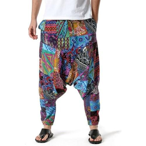 Africa Patchwork Mens Trousers 2021 New Cotton Print Casual Pants Men Breathable Streetwear Oversize Baggy Male Harem Pants