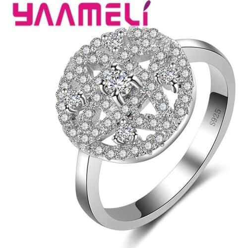 Big Round Ring With Cubic Zirconia Romantic Elegant Wedding Rings for Women Costume Jewelry Wholesale Price