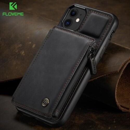 Wallet Cases Zipper Leather Back Cover For iPhone 12 RFID Blocking Safety Card Slots Case For iPhone 11 Pro X XR XS Max SE 2020