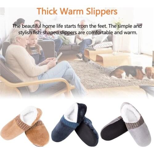 Home Warm Slippers No Electricity Required Plush Cotton Slippers Non-slip Soft Floor Walking Shoes Fit for 40-45 Yards Feet