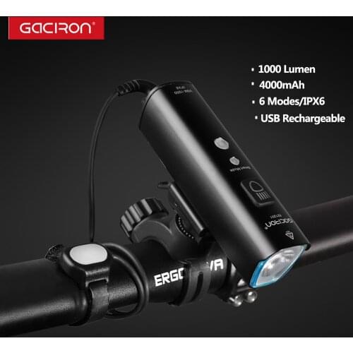 GACIRON 1000 Lumen Bike Headlight Waterproof USB Rechargeable Helmet Light LED Handlebar Lamp MTB Road Cycling Safety Flashlight