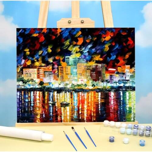 City Lights Paint By Numbers Set Acrylic Paints 50*70 Boards By Numbers Handmade Children Drawing