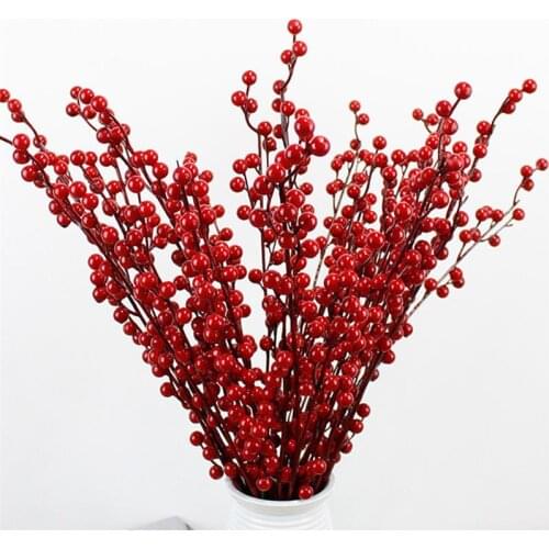 Artificial Flower Berry Red Berries Fake Flower New Year Wedding Decor Artificial Berry Branch Christmas Decoration For Home