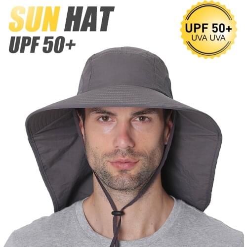 Women Men Summer UV Protection Fishing Cap Wide Brim Breathable Mesh Outdoor Fishing Climbing Hiking Sun Hat with Neck Flap