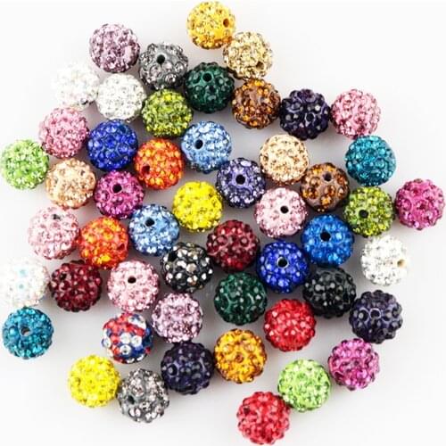 100Pcs 8MM Round Clay Beads Disco Pave Crystal Ball Beads For Jewelry Making Earrings Bracelet DIY Beads 18 Colors to Choose