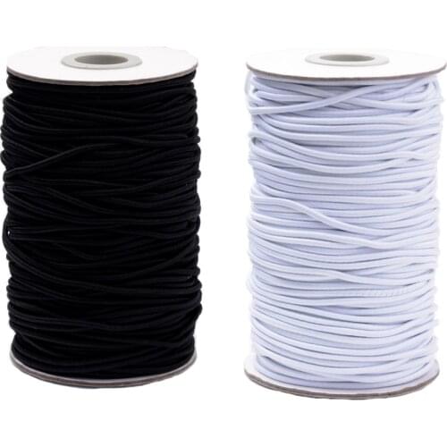 About 70m/roll 2mm Round Elastic Cord with Fibre Outside and Rubber Inside Elastic Band for Jewelry Making Sewing Accessories
