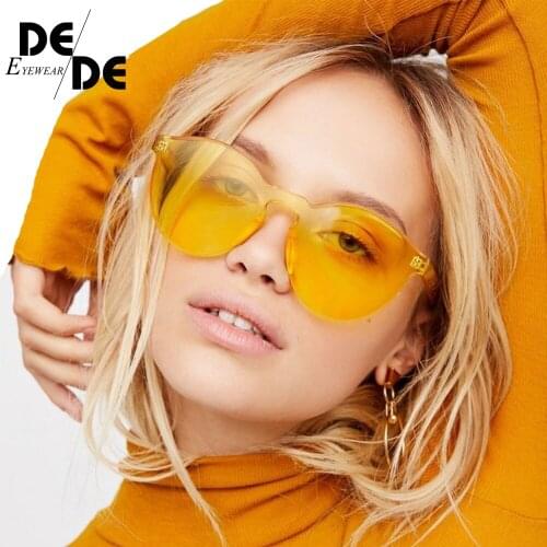 Summer Rimless Sunglasses Women Brand Designer Transparent Shades Sun Glasses Cool Color UV400 Oculos De Sol gafas