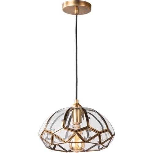 American copper chandelier simple personality geometric single head chandelier bedroom balcony dining hall corridor chandelier