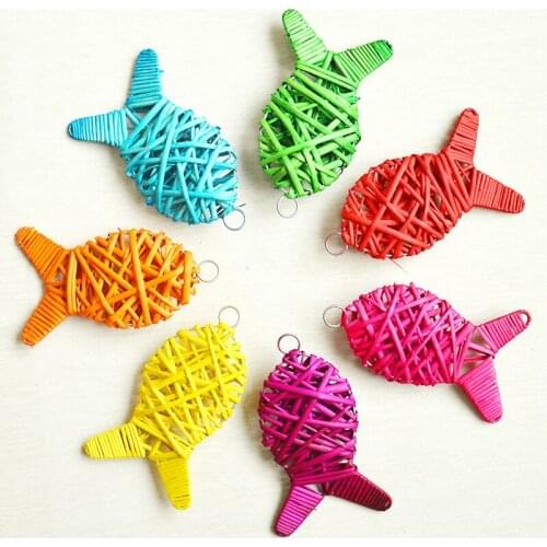 2PCS 10CM Lovely Rattan fish Sepak Takraw Christmas/Birthday Home Wedding Party Decorations DIY Ornaments Rattan Ball Kids Toys