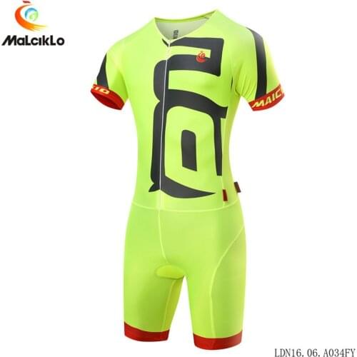 Malciklo Mens Short Sleeve Triathlon Tri Suit Lycra Cycling Jersey Skinsuit Ropa Ciclismo Reflective Cycling Clothing Jumpsuit