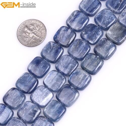 Natural stone Flat Square Blue Kyanite Beads For Jewelry Making strand18mm 15inches Simi-precious Gem stone bead DIY necklace