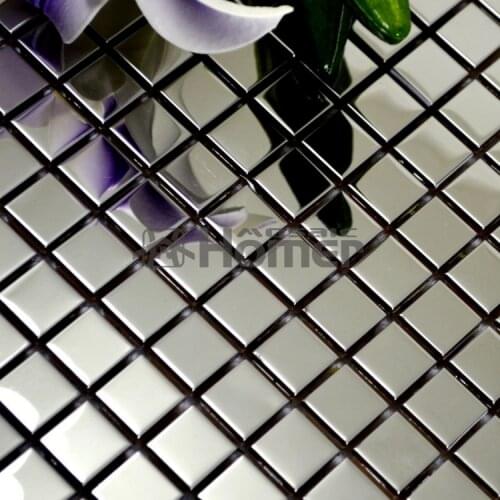 Stainless steel Mosaic Metal Wall TILE for Bathroom Kitchen Backsplash Shower silver metal mosaic square pattern