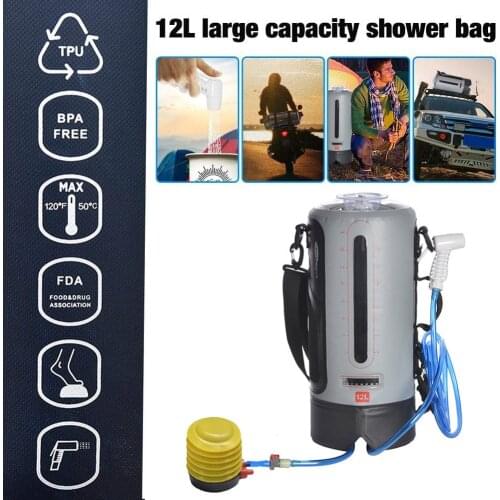12L Camping Solar Shower Bag Portable Multifunctional Solar Bathing Heating Bag BBQ Picnic Water Bag For Outdoor Travel Hiking
