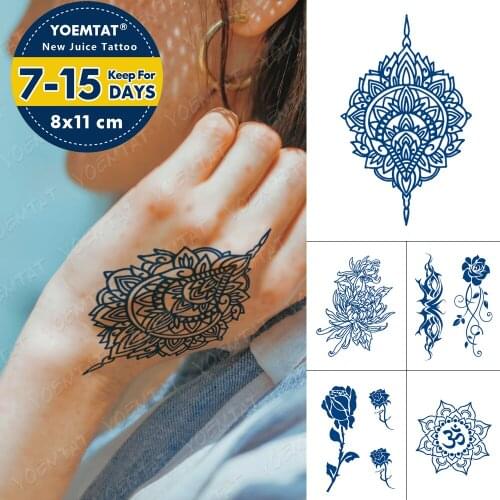 Juice Lasting Waterproof Temporary Tattoo Sticker Mandala flower Geometric Flash Tatoo Male Arm Thigh Body Art Fake Tatto Female