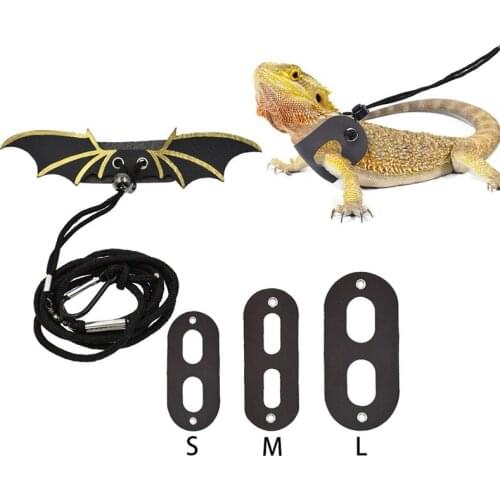 Reptile Lizard Traction Rope Reptile Bearded Dragon Harness Leather Leash Adjustable For Amphibians and Other Small Pet Animals