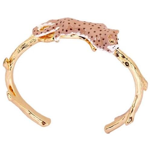 Hand-painted Three-dimensional Enamel Glaze Spot Cheetah Bracelet Female European and American Style Open Adjustable Bracelet