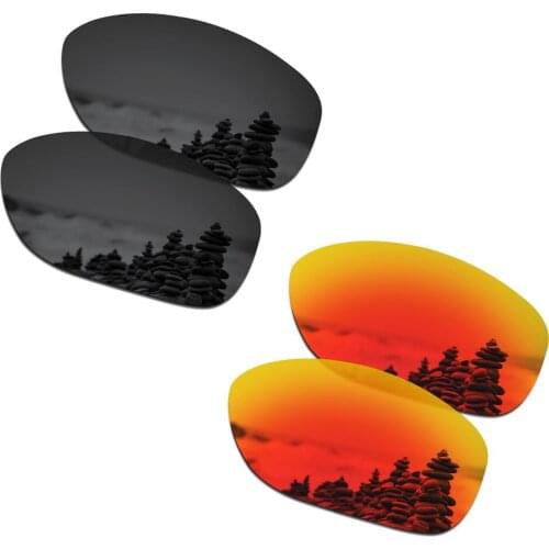 SmartVLT 2 Pairs Polarized Sunglasses Replacement Lenses for Oakley Pit Bull Stealth Black and Fire Red