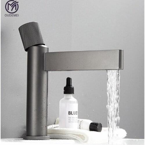 Bathroom Faucet Brass Grey Faucet Sink Mixer Tap Vanity Hot and Cold Water Mixer Tap Bathroom Faucet Waterfall