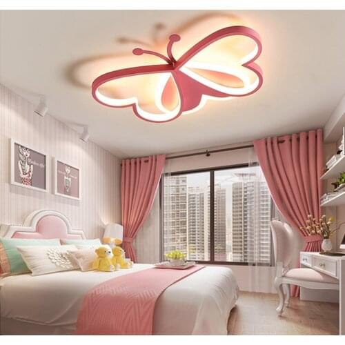 Led Ceiling Lamp For Childrens Room Bedroom Study Nursery Modern Dimmable Creative Butterfly Chandelier Lighting Fixture