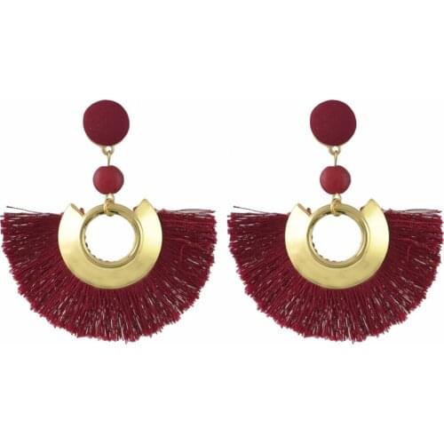 Top Quality Boho Colorful Short Tassel Fan Shape Drop Earring 2018 Fashion Bohemia Chic Tassel Earrings Statement For Women Gift