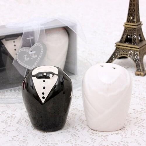 High Quality Wedding Souvenirs gift the bride and groom Ceramic salt pepper shaker 1 Pair