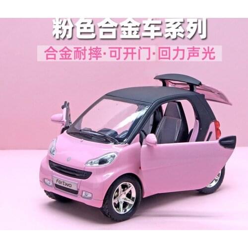 1:32 hot pink smart alloy car model cake decoration with sound and light childrens toys for gifts