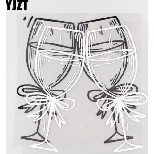 YJZT 17.1×17.9CM Art Wine Glass Creative Vinyl Decal Fashion Decoration Car Sticker Black/Silver 20D-0081