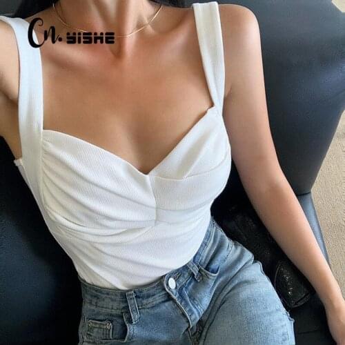 CNYISHE Fashion Backless Slim Crop Tops Women Strapless Sleeveless Solid White Cropped T-Shirts Summer Sexy Streetwear Chic Tops