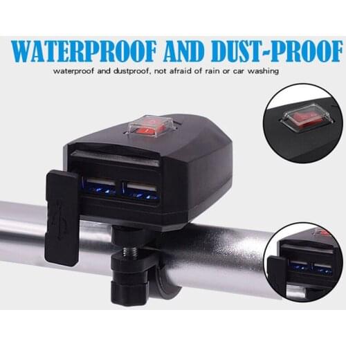 10V-80V Motorcycle 2.4A Dual USB Waterproof Power Charger Scooter Handlebar Cigarette Lighter Adapter Moto Accessories dfdf