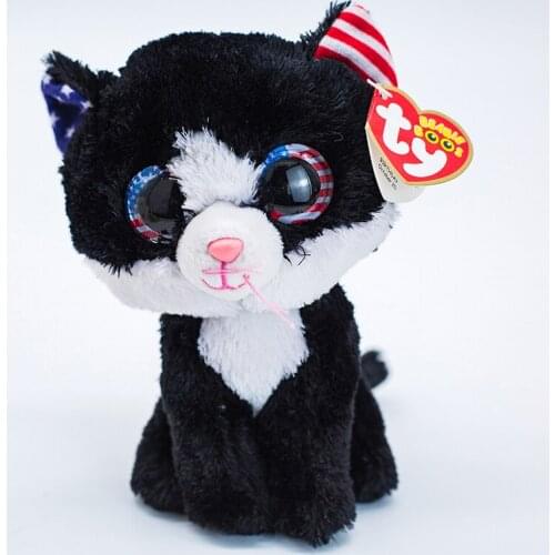 15CM Ty Black Liberty Cat Soft Toy Big Eyes Cute Plush Animal Bear Doll Birthday Christmas Gift For Children Bedside Decoration