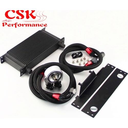 19 Row AN10 Racing Engine Oil Cooler Kit Fits For 01-05 Subaru Impreza WRX/STi Black / Silver