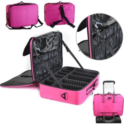 2021 New Women Beauty Organizer Cosmetic Case Clapboard Cosmetic Bag Suitcases Multi-storey Large Professional Makeup Bag