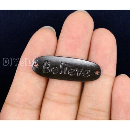 30pcs-Black Tone Believe Connector Charms 34x12mm