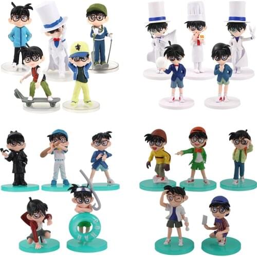 5pcs/set 8-14cm Detective Conan Edogawa Konan Kudou Jimmy Kudo Shinichi Richard Moore PVC Action Figure Collection Model Toys