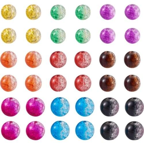 Crackle Acrylic Round Beads Assorted Color Transparent Two Tone Half Spray Painted 8mm 10mm 12mm for DIY Jewelry Crafts Making