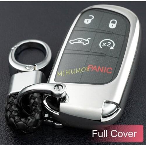 Car Key Chain Ring Fob Case Cover For Jeep Grand Cherokee Renegade Compass Dodge Charger Challenger Durango Journey Fiat 500X