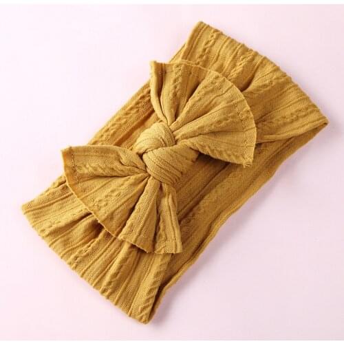 Knot Bow Nylon Headbands, Cable knit nylon head wraps, Pompom Trim Wide Nylon Turban Headband Baby Girls Hair Accessories