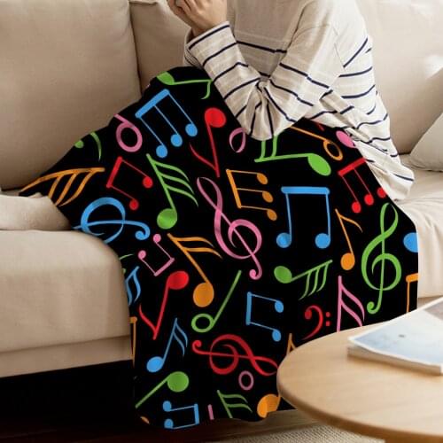 BIGHOUSES Throw Blanket Black Notes Musical Note Warm Microfiber Blanket Flannel Blanket