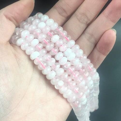 Natural Stone Beads Pink Quartz Rondelle Round Loose Spacer Beads For Jewelry Making Bracelet Charms Accessories 15" 4/6/8mm