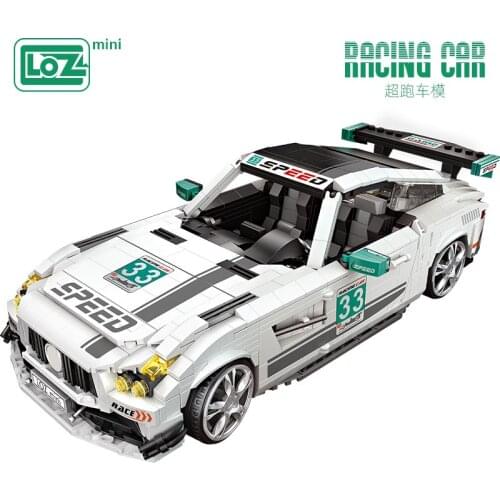 Loz building blocks super running car model mini small particle assembly toy puzzle adult boy