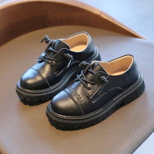 Childrens shoes Childrens low-top Black Geniune leather shoes girls princess shoes black boys autumn single shoes
