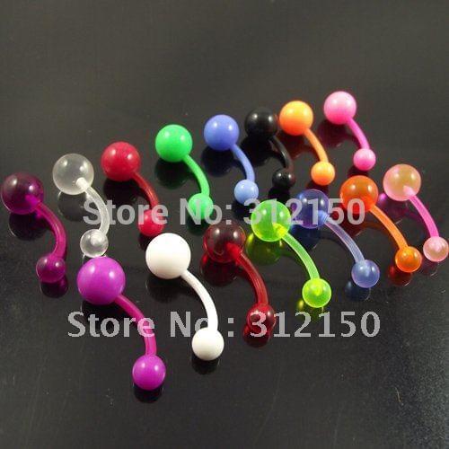 100pcs/lot Wholesale Free Shipping Soft Flexible Belly Ring Body Piercing Jewelry Navel rings Belly Button Ring Glow in Dark