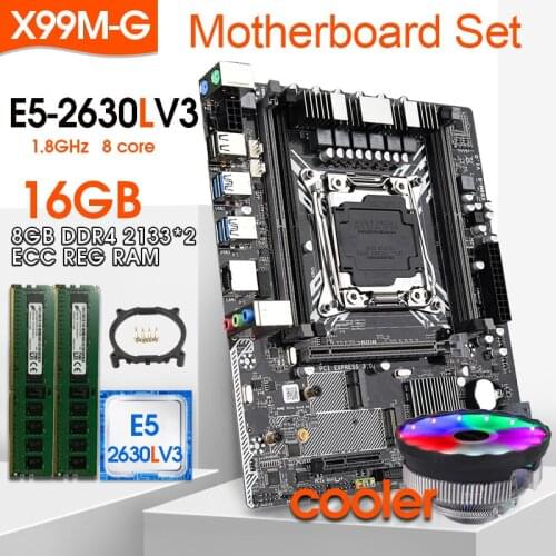 X99 motherboard set with Xeon E5 2630LV3 LGA2011-3 CPU 16GB (2*8GB)2133MHz DDR4 memory NVME M.2 slot Six copper tube cooler