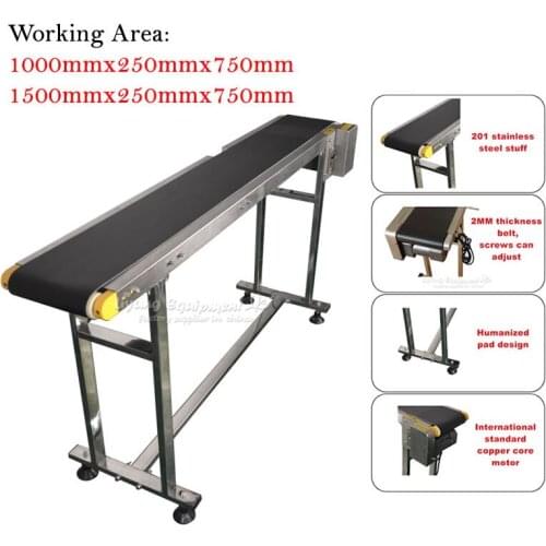 Stainless Steel Bottle Conveyor Belt 120W Double Buffles 1000mm 1500mm Length for food printer fiber laser marking machine Kit